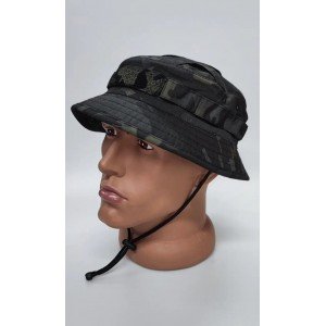 Панама тактична Мультикам чорний з велкро Multicam Black Velcro